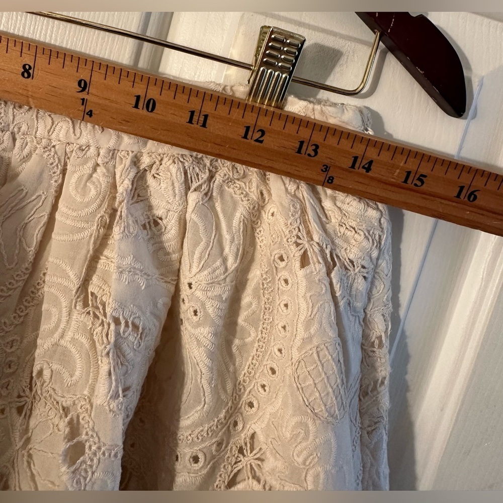 Anthro JACQUIE THE LABEL Bohemian Romantic Embroidery Md Celina Mini Skirt Ivory - Picture 6 of 13